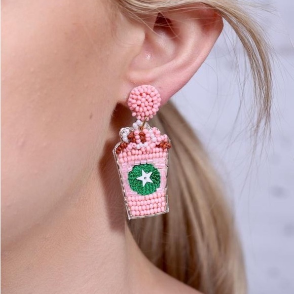 Frappuccino  Coffee Inspired Seed Bead Earrings Starbucks - Picture 1 of 5